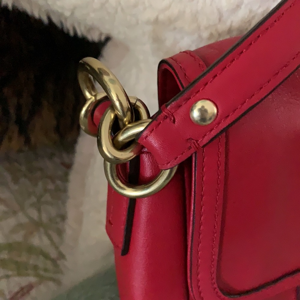 Coach Taylor F27481 Coral Colored Leather Flap Bag - Picture 5 of 9